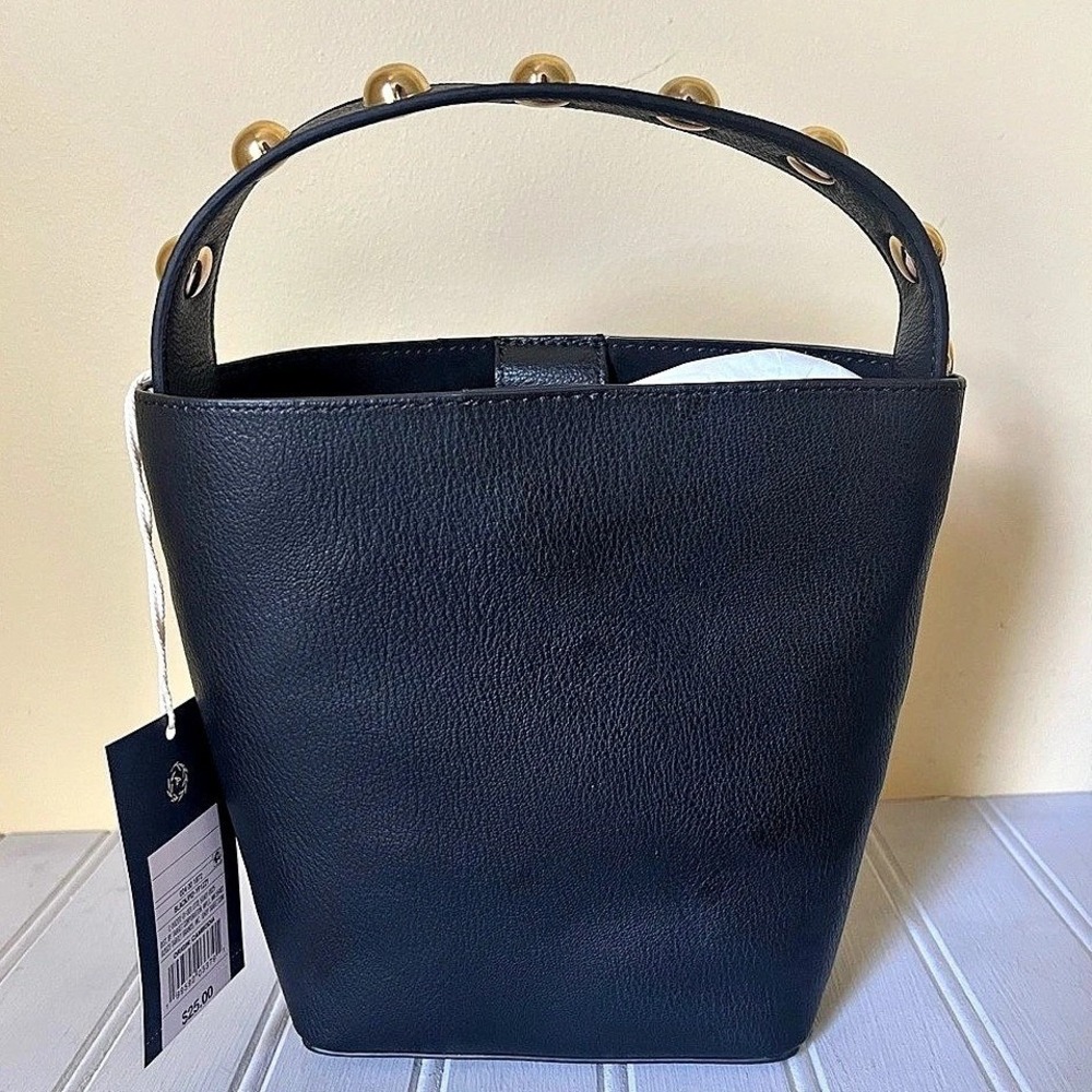 Universal Thread Studded Handle Mini Bucket Bag Black Gold Crossbody NWT
